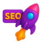 Marketingberatung Social Media und SEO: Rakete mir einem Schild auf dem SEO steht.