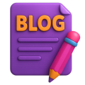 icon-seo-texte-blogartikel SEO-Texte schreiben lassen: 3D-Illustration von einem Stift und einem Blog.
