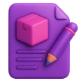 icon-seo-texte-produktbeschreibungen SEO-Texte schreiben lassen: 3D-Illustration eines Papiers und eines Stifts.