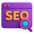 icon-seo-texte-startseite SEO Texte: 3D-Illustration von einem Bildschirm auf dem das Wort SEO und eine Lupe zu sehen sind.