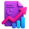 icon-seo-texte-strategie SEO-Texte schreiben lassen: 3D-Illustration eines Säulendiagramms, eines Pfeils und eines Dokuments.