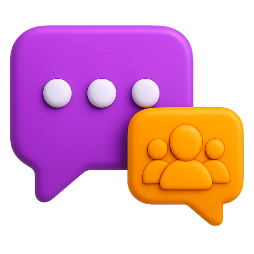 icon-support-startseite 3D-Illustration von zwei Sprechblasen.