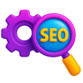 webdesign-seo-optimierung-jensschroeck Webdesign: Icon mit einer Lupe und einem Zahnrad.